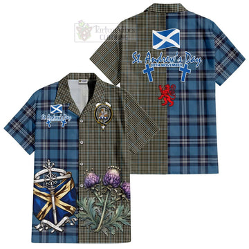 Haig Tartan Short Sleeve Button Shirt Happy St. Andrew's Day Half Tartan Style