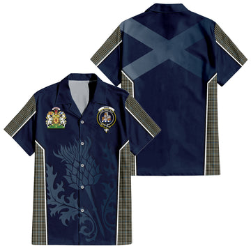 Haig Tartan Short Sleeve Button Up Shirt with Family Crest and Scottish Thistle Vibes Sport Style