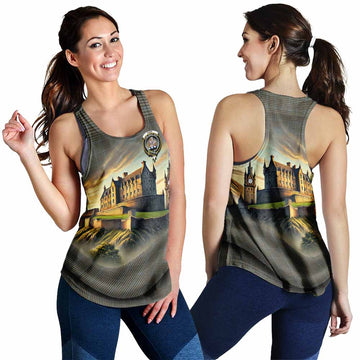 Haig Tartan Family Crest Women's Racerback Tanks with Scottish Ancient Castle Style 4XL - Tartan Vibes Clothing