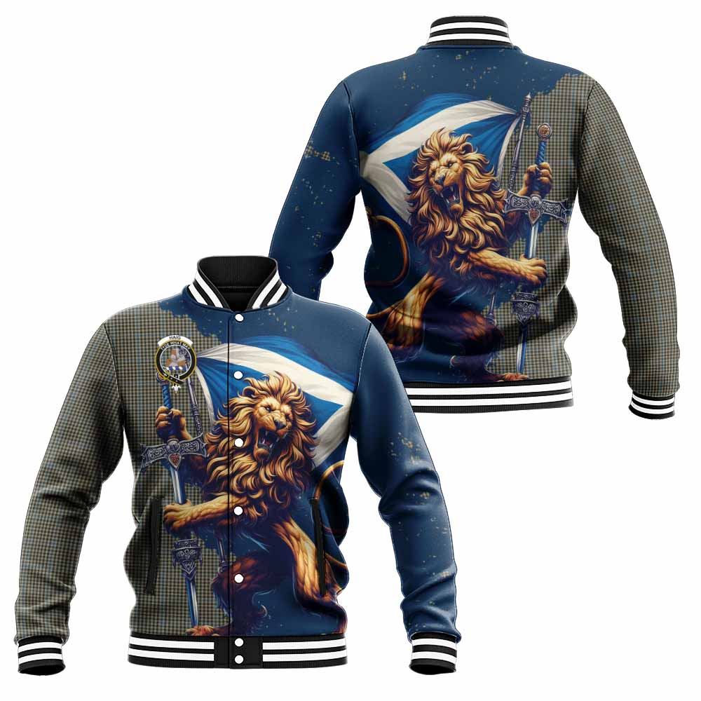 Tartan Vibes Clothing Haig Tartan Family Crest Baseball Jacket with Scottish Majestic Lion