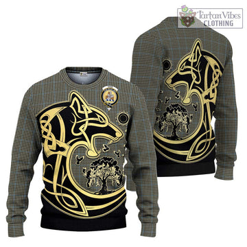 Haig Tartan Ugly Sweater with Family Crest Celtic Wolf Style