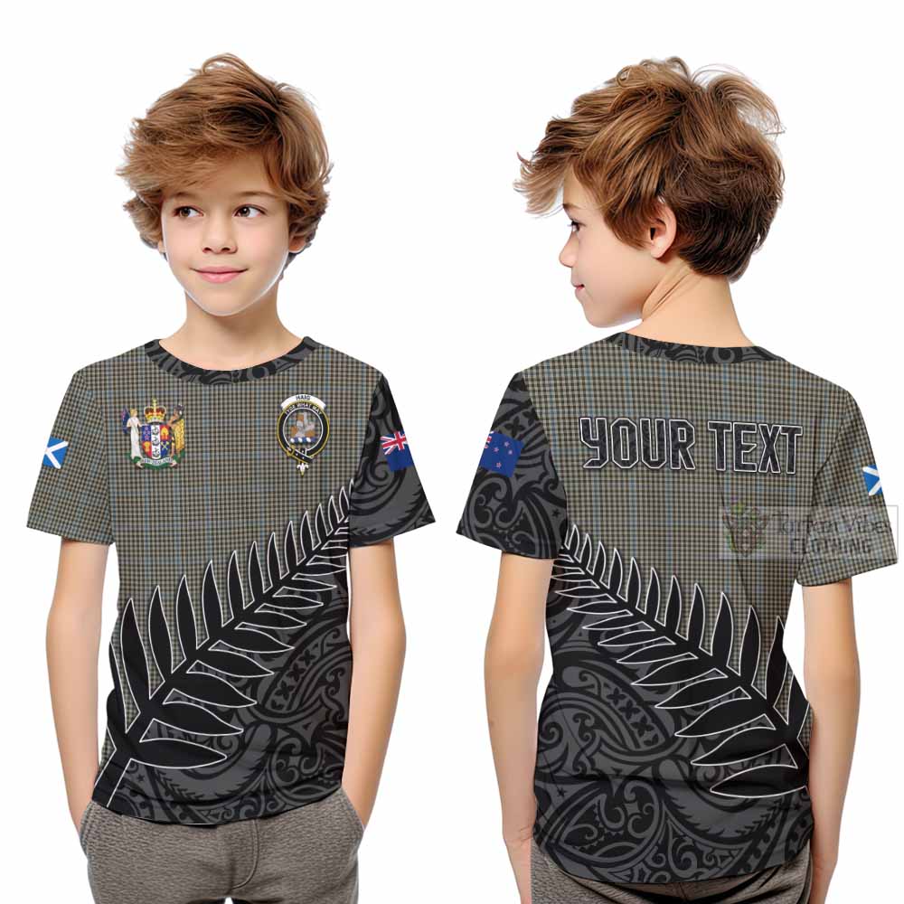 Tartan Vibes Clothing Haig Crest Tartan Kid T-Shirt with New Zealand Silver Fern Half Style