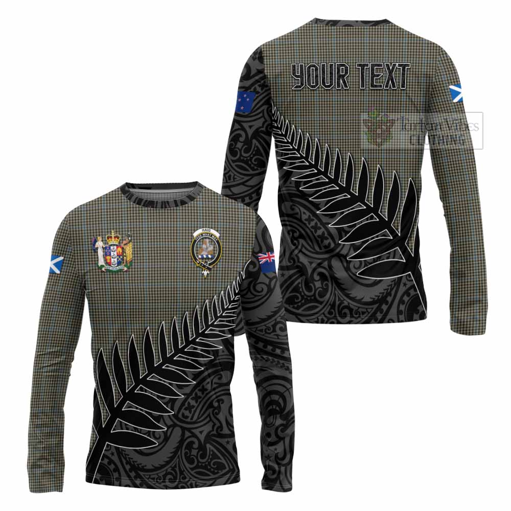 Tartan Vibes Clothing Haig Crest Tartan Long Sleeve T-Shirt with New Zealand Silver Fern Half Style