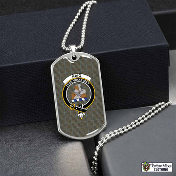 Haig Tartan Dog Tag Necklace with Family Crest