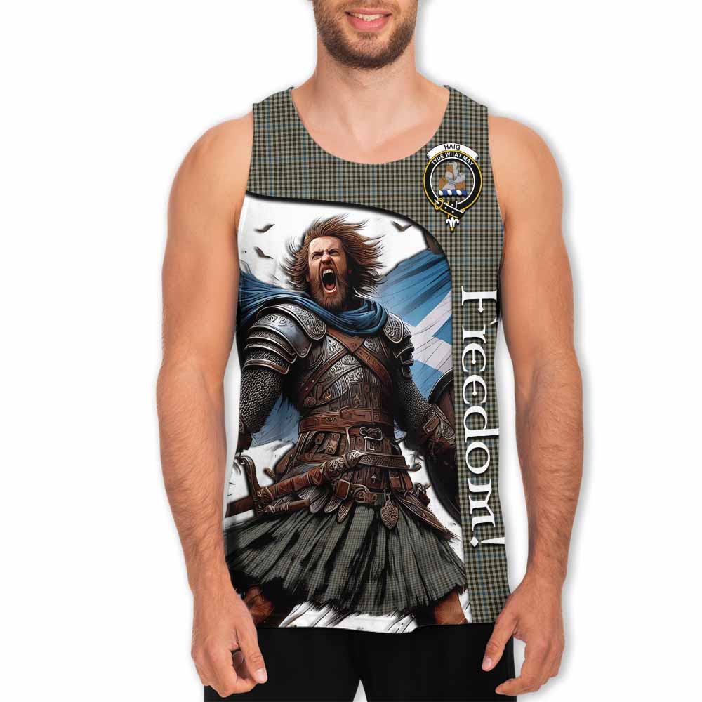 Tartan Vibes Clothing Haig Crest Tartan Men's Tank Top Inspired by the Freedom of Scottish Warrior