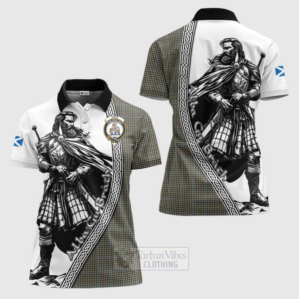 Tartan Vibes Clothing Haig Tartan Clan Crest Women's Polo Shirt with Highlander Warrior Celtic Style