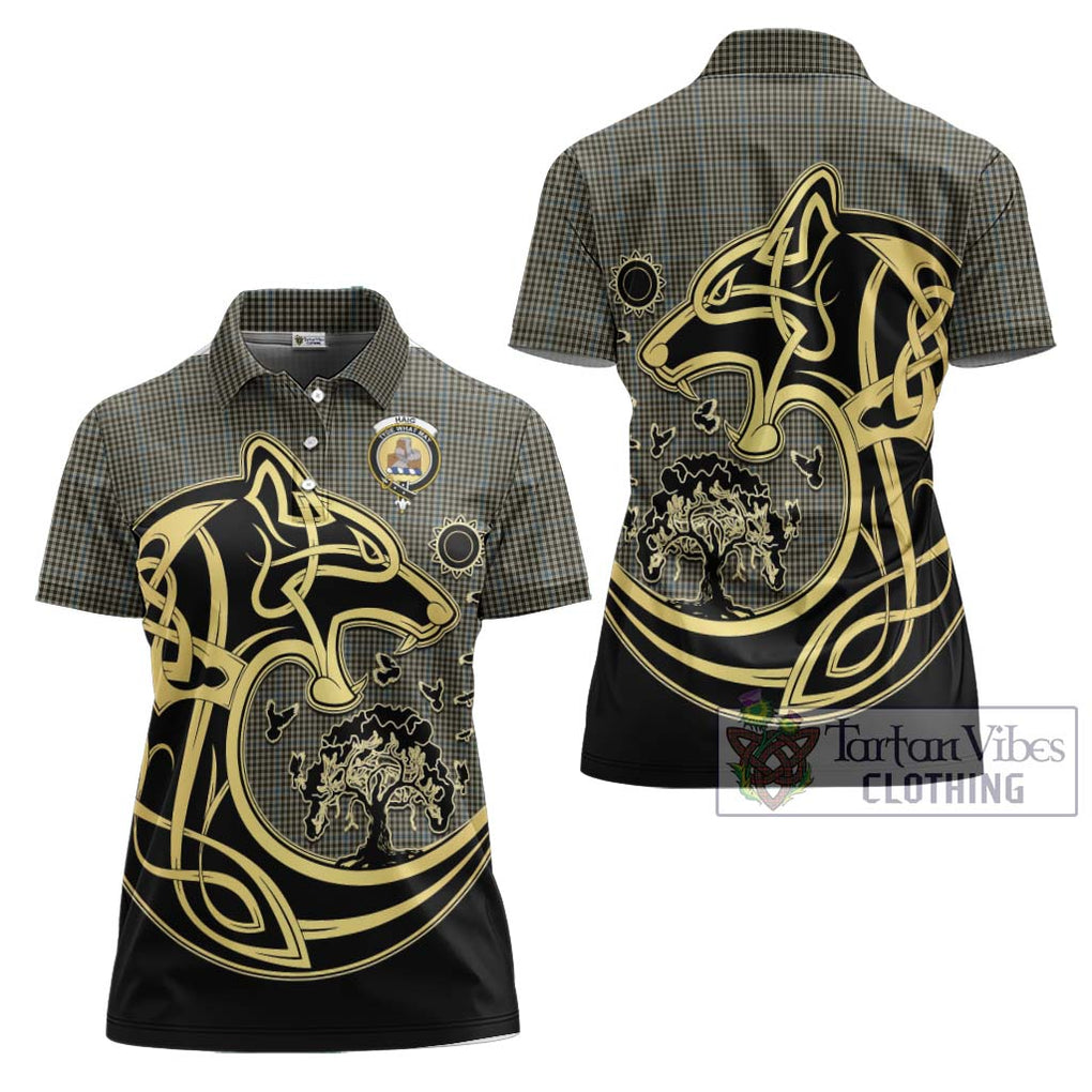 Haig Tartan Women's Polo Shirt with Family Crest Celtic Wolf Style Women - Tartanvibesclothing Shop