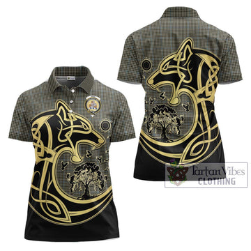 Haig Tartan Women's Polo Shirt with Family Crest Celtic Wolf Style