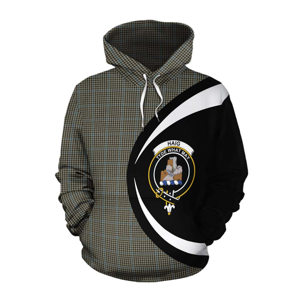 Tartan Vibes Clothing Haig Tartan Cotton Hoodie with Family Crest Circle Style