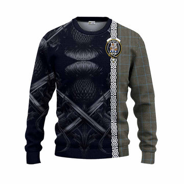 Haig Tartan Knitted Sweater with Family Crest Cross Sword Thistle Celtic Vibes