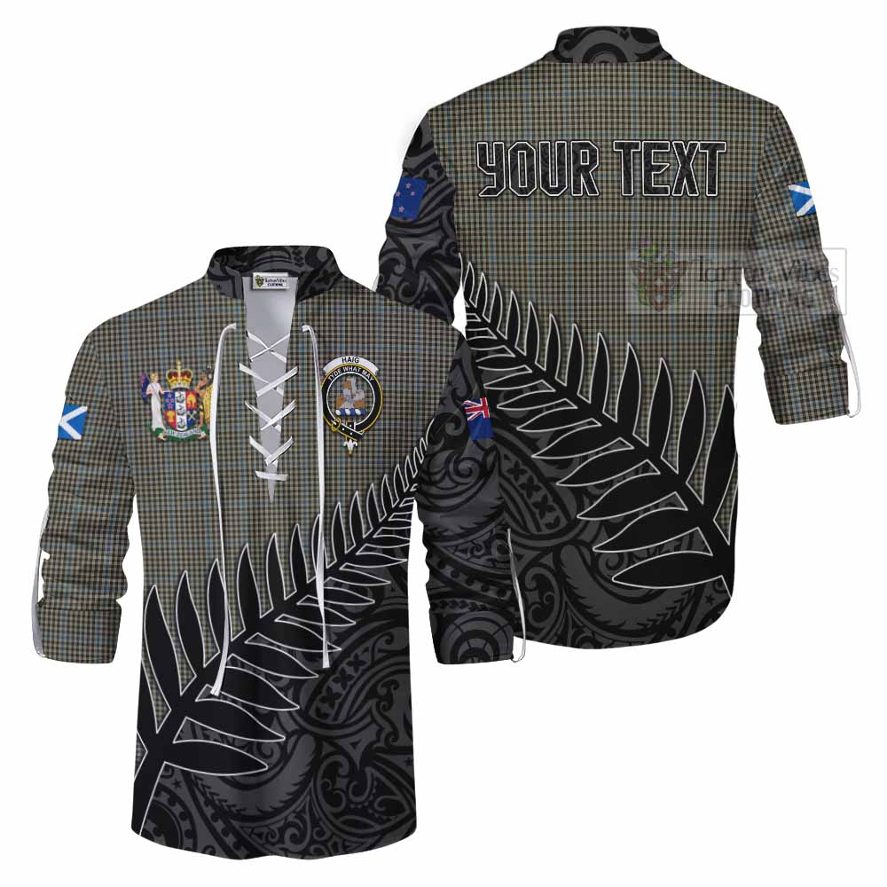 Tartan Vibes Clothing Haig Crest Tartan Ghillie Kilt Shirt with New Zealand Silver Fern Half Style