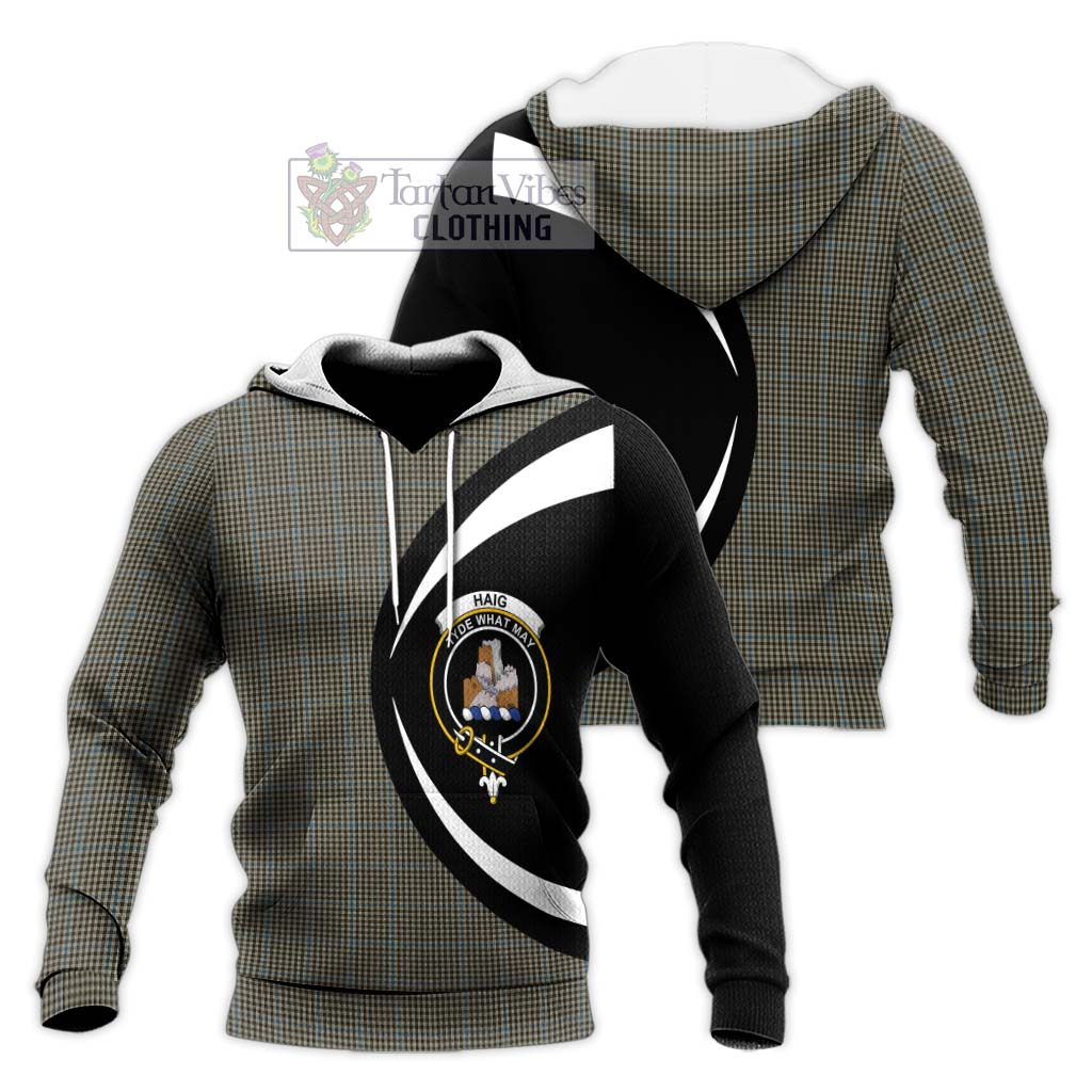 Haig Tartan Knitted Hoodie with Family Crest Circle Style Unisex Knitted Pullover Hoodie - Tartan Vibes Clothing