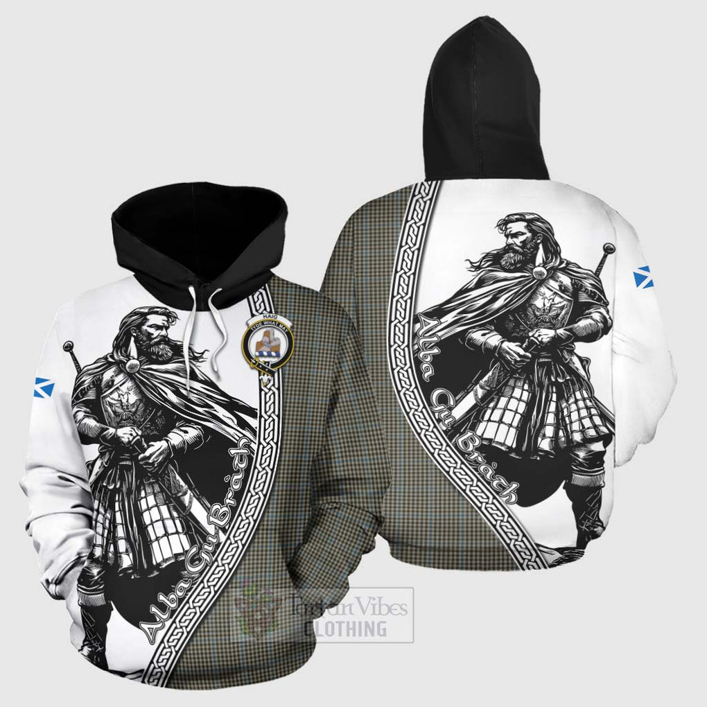 Tartan Vibes Clothing Haig Tartan Clan Crest Hoodie with Highlander Warrior Celtic Style