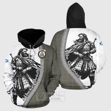 Haig Tartan Clan Crest Hoodie with Highlander Warrior Celtic Style