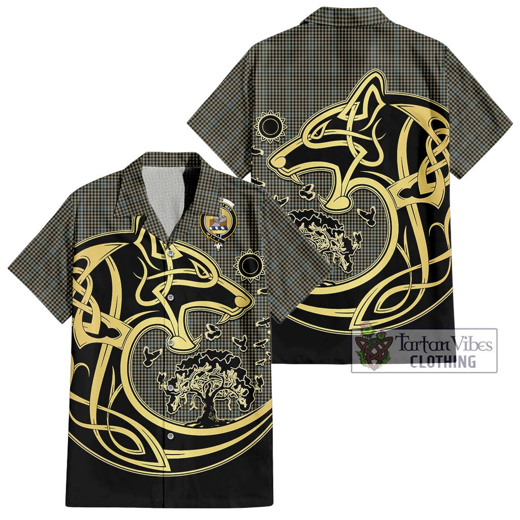 Haig Tartan Short Sleeve Button Shirt with Family Crest Celtic Wolf Style Kid - Tartan Vibes Clothing