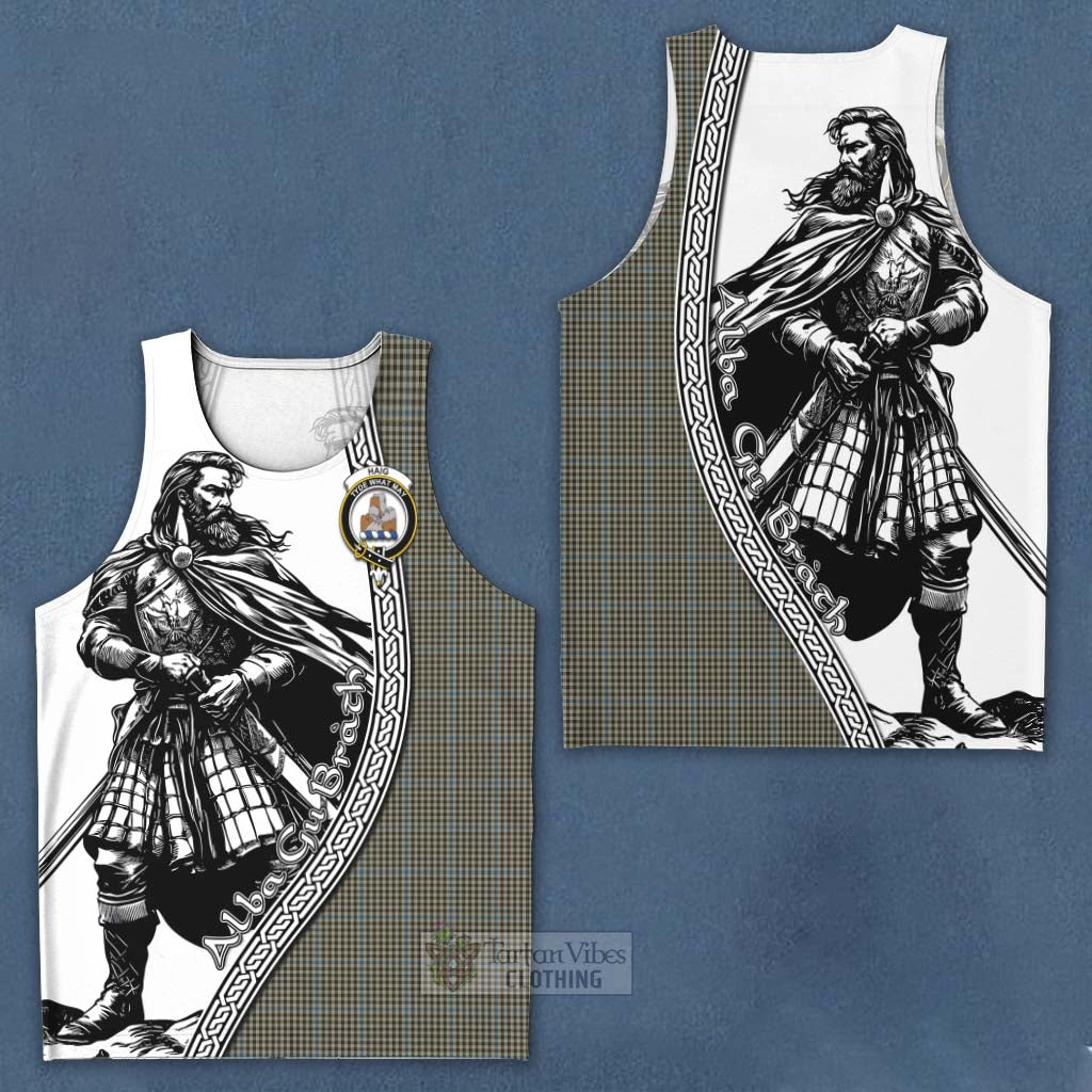 Tartan Vibes Clothing Haig Tartan Clan Crest Men's Tank Top with Highlander Warrior Celtic Style