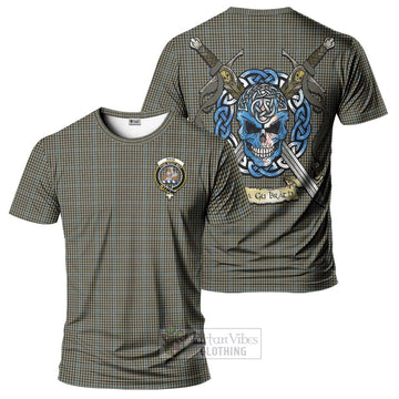 Haig Tartan T-Shirt with Family Crest Celtic Skull Style