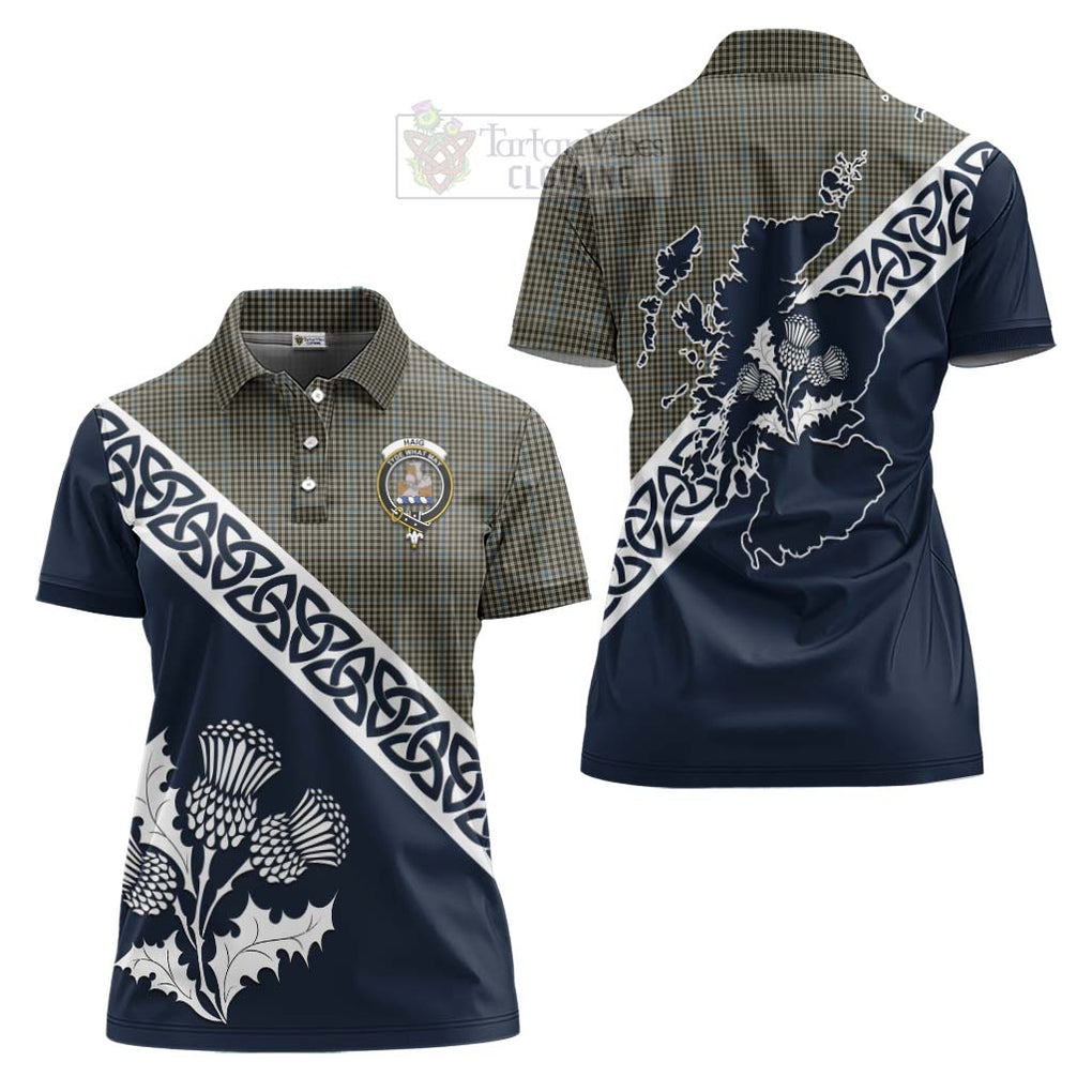 Tartan Vibes Clothing Haig Tartan Women's Polo Shirt Featuring Thistle and Scotland Map