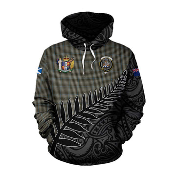 Haig Crest Tartan Cotton Hoodie with New Zealand Silver Fern Half Style