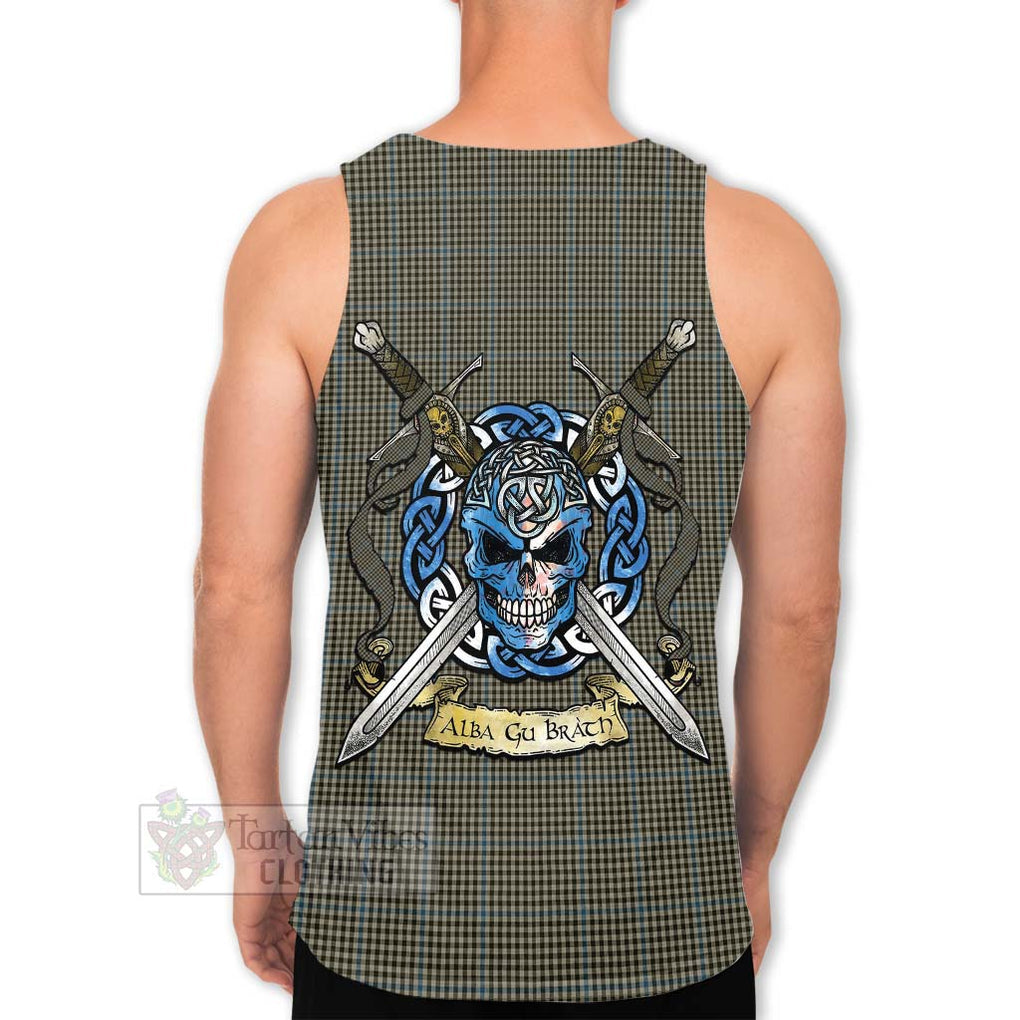 Tartan Vibes Clothing Haig Tartan Men's Tank Top with Family Crest Celtic Skull Style