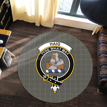 Haig Tartan Round Rug with Family Crest