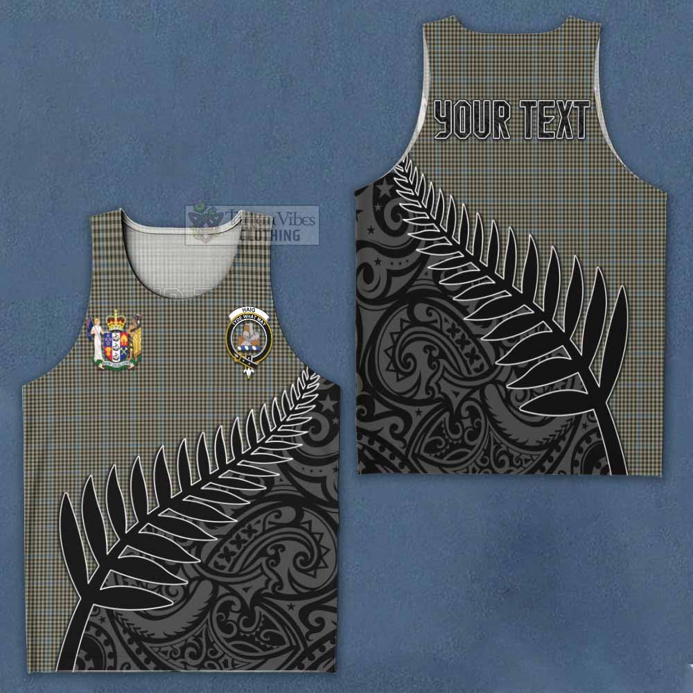 Tartan Vibes Clothing Haig Crest Tartan Men's Tank Top with New Zealand Silver Fern Half Style