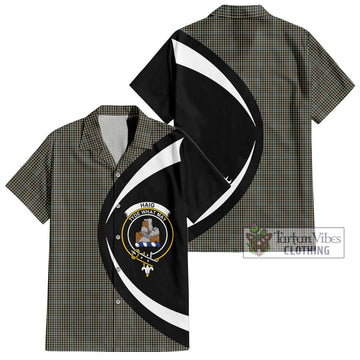 Haig Tartan Short Sleeve Button Up with Family Crest Circle Style