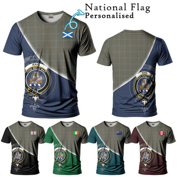 Haig Tartan T-Shirt with Personalised National Flag and Family Crest Half Style