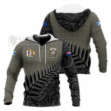 Haig Crest Tartan Knitted Hoodie with New Zealand Silver Fern Half Style