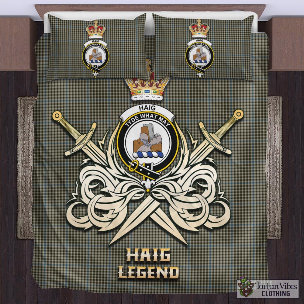 Tartan Vibes Clothing Haig Tartan Bedding Set with Clan Crest and the Golden Sword of Courageous Legacy