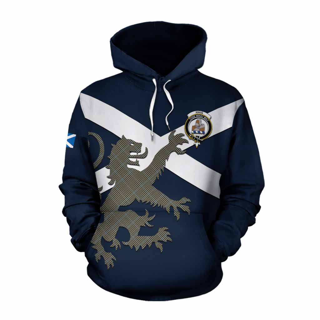 Tartan Vibes Clothing Haig Tartan Lion Rampant Cotton Hoodie Proudly Display Your Heritage with Alba Gu Brath and Clan Name