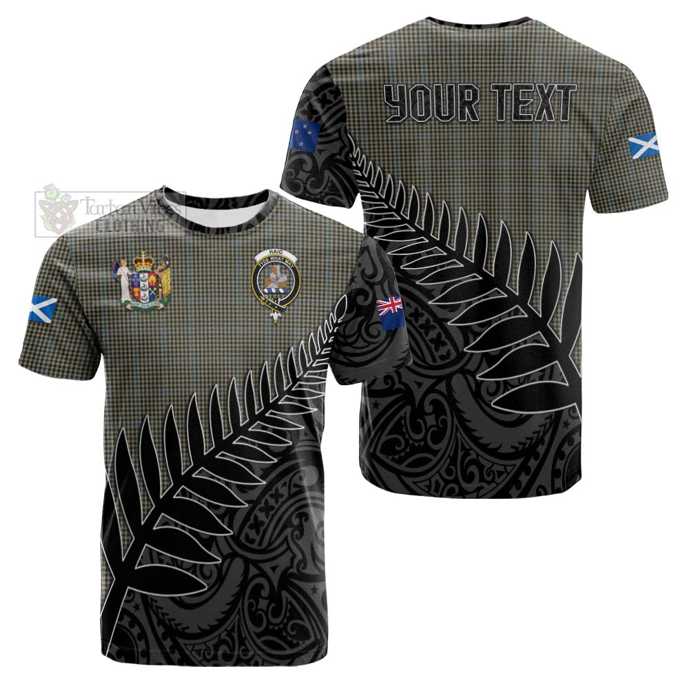 Tartan Vibes Clothing Haig Crest Tartan Cotton T-shirt with New Zealand Silver Fern Half Style