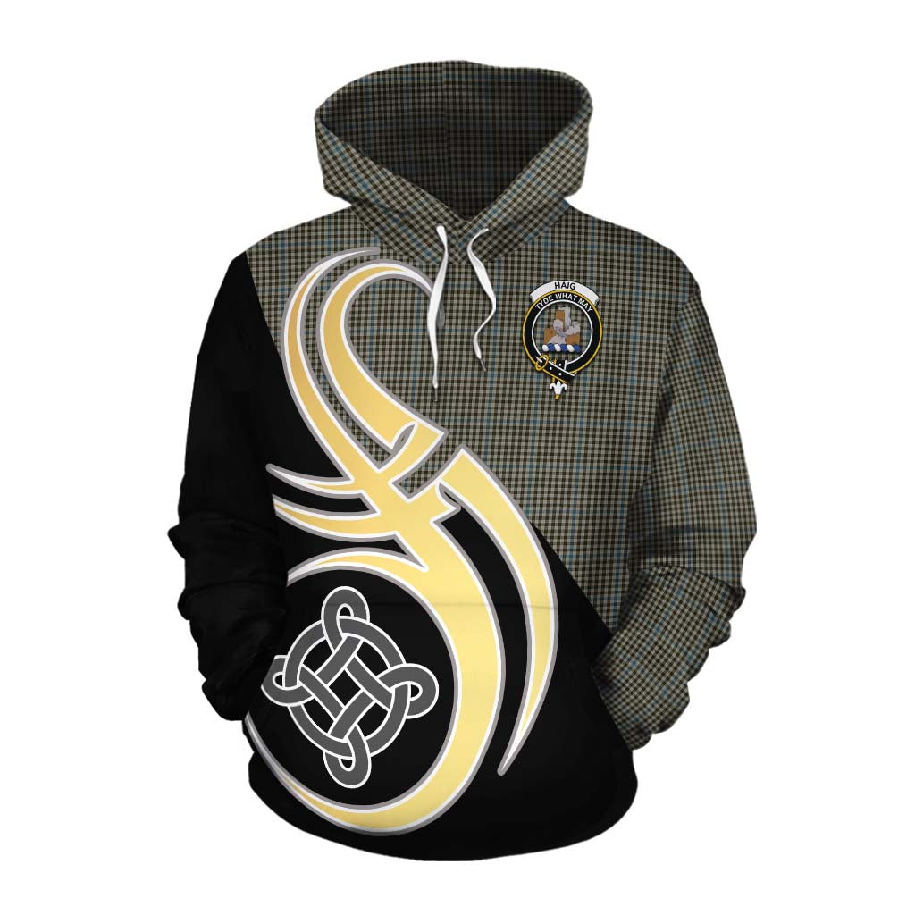 Tartan Vibes Clothing Haig Tartan Cotton Hoodie with Family Crest and Celtic Symbol Style