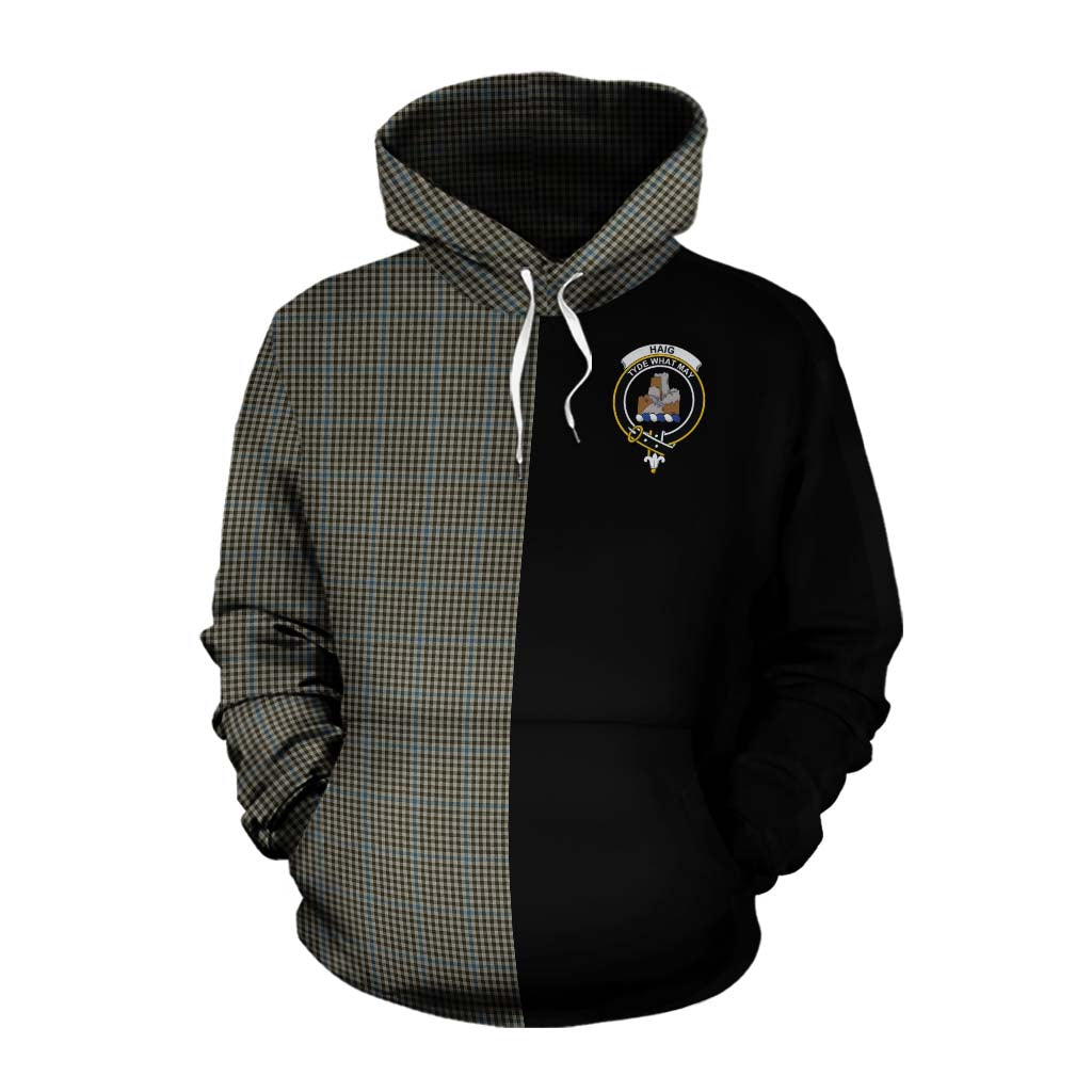 Tartan Vibes Clothing Haig Tartan Cotton Hoodie with Family Crest and Half Of Me Style