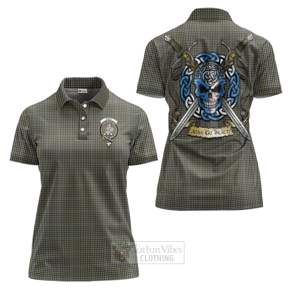 Tartan Vibes Clothing Haig Tartan Women's Polo Shirt with Family Crest Celtic Skull Style