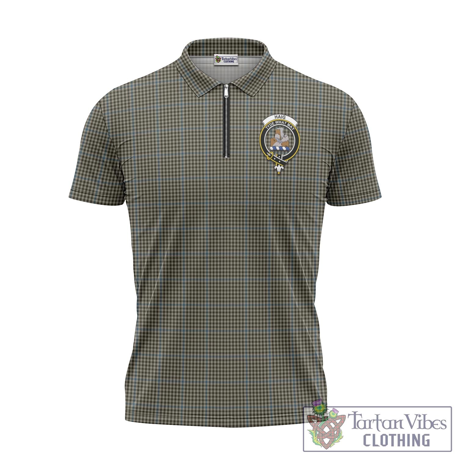 Tartan Vibes Clothing Haig Tartan Zipper Polo Shirt with Family Crest