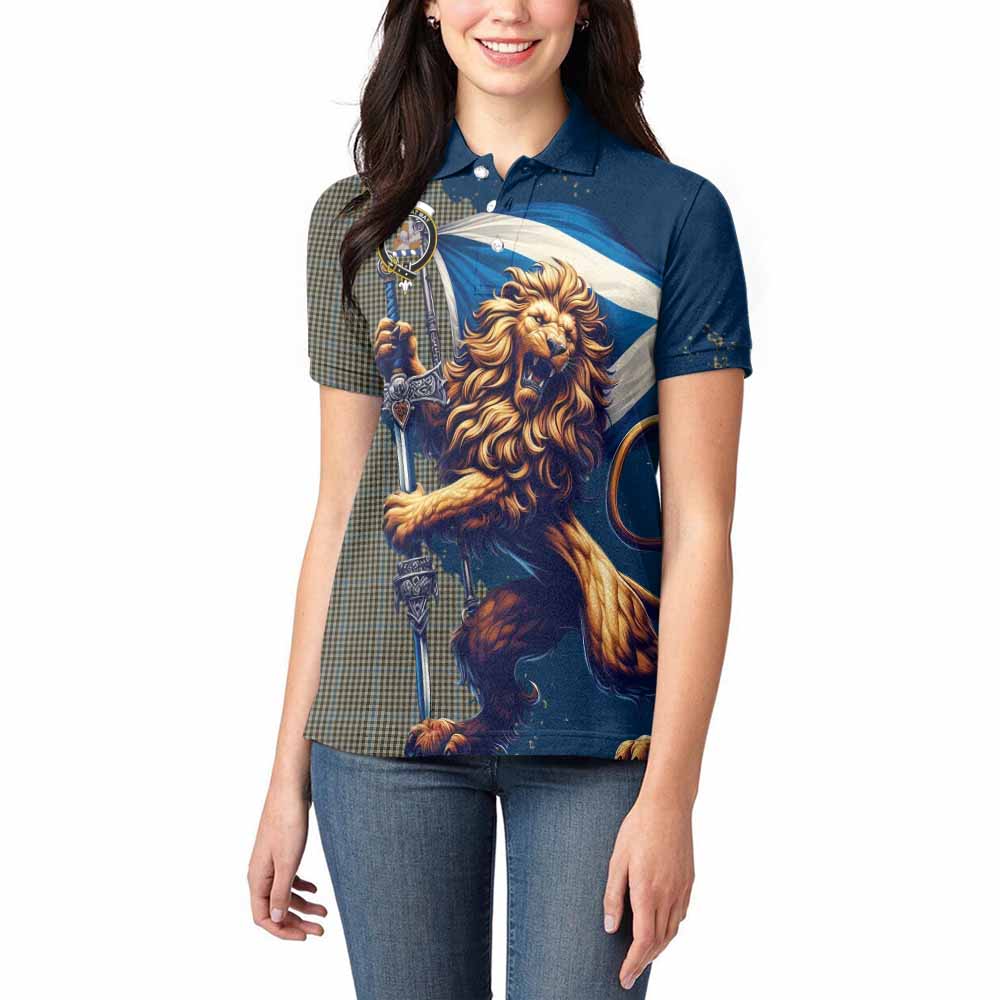 Tartan Vibes Clothing Haig Tartan Family Crest Women's Polo Shirt with Scottish Majestic Lion