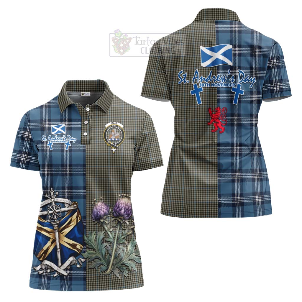 Tartan Vibes Clothing Haig Tartan Women's Polo Shirt Happy St. Andrew's Day Half Tartan Style