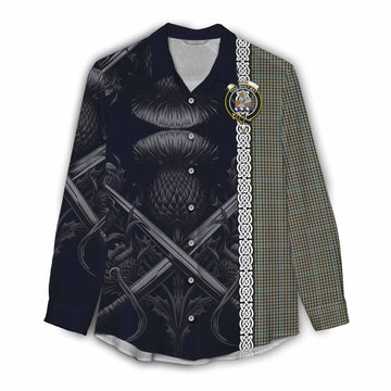 Haig Tartan Women's Casual Shirt with Family Crest Cross Sword Thistle Celtic Vibes