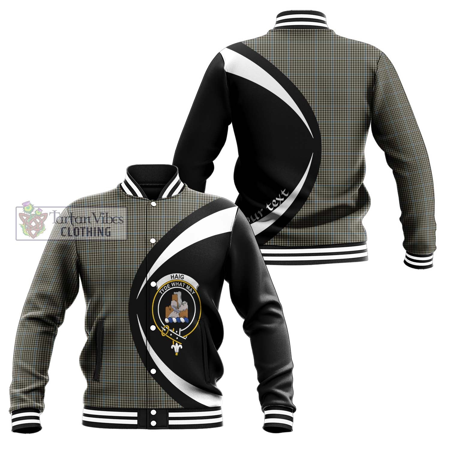 Haig Tartan Baseball Jacket with Family Crest Circle Style Unisex - Tartan Vibes Clothing