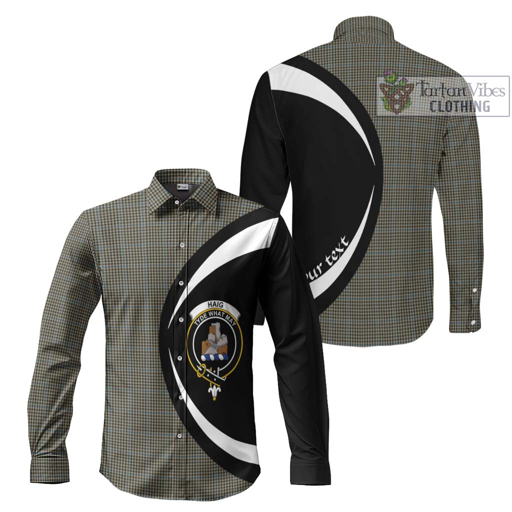 Haig Tartan Long Sleeve Button Up with Family Crest Circle Style Men's Shirt S - Tartan Vibes Clothing