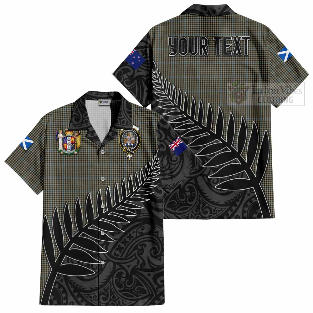 Tartan Vibes Clothing Haig Crest Tartan Short Sleeve Button Shirt with New Zealand Silver Fern Half Style