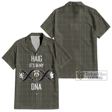 Haig Tartan Short Sleeve Button Shirt with Family Crest DNA In Me Style