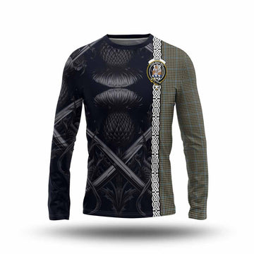 Haig Tartan Long Sleeve T-Shirt with Family Crest Cross Sword Thistle Celtic Vibes