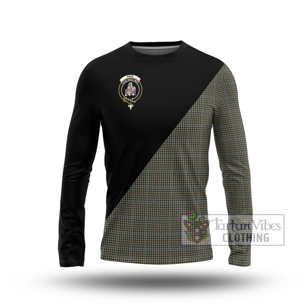 Haig Tartan Long Sleeve T-Shirt with Family Crest and Military Logo Style Unisex - Tartanvibesclothing Shop