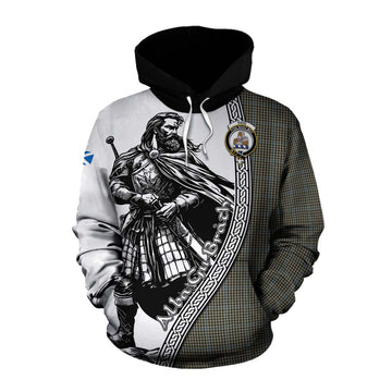 Haig Tartan Clan Crest Cotton Hoodie with Highlander Warrior Celtic Style