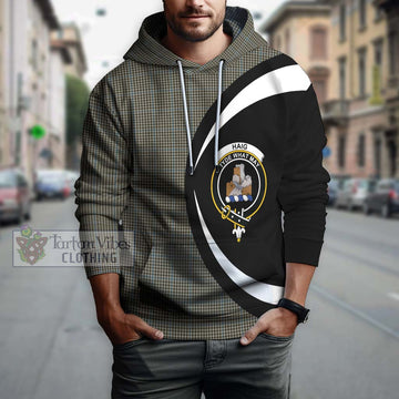 Haig Tartan Hoodie with Family Crest Circle Style