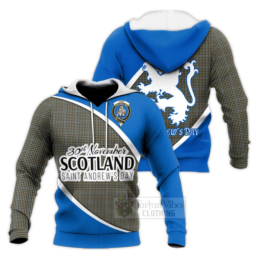 Tartan Vibes Clothing Haig Family Crest Tartan Knitted Hoodie Celebrate Saint Andrew's Day in Style