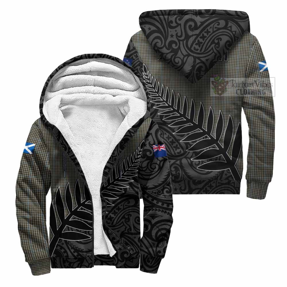 Tartan Vibes Clothing Haig Crest Tartan Sherpa Hoodie with New Zealand Silver Fern Half Style