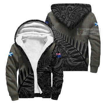 Haig Crest Tartan Sherpa Hoodie with New Zealand Silver Fern Half Style